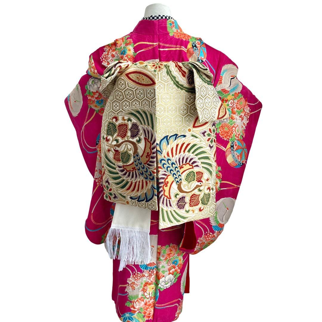 アンティーク女の子 鶴 子供着物 七五三 アンティーク着物 NO40