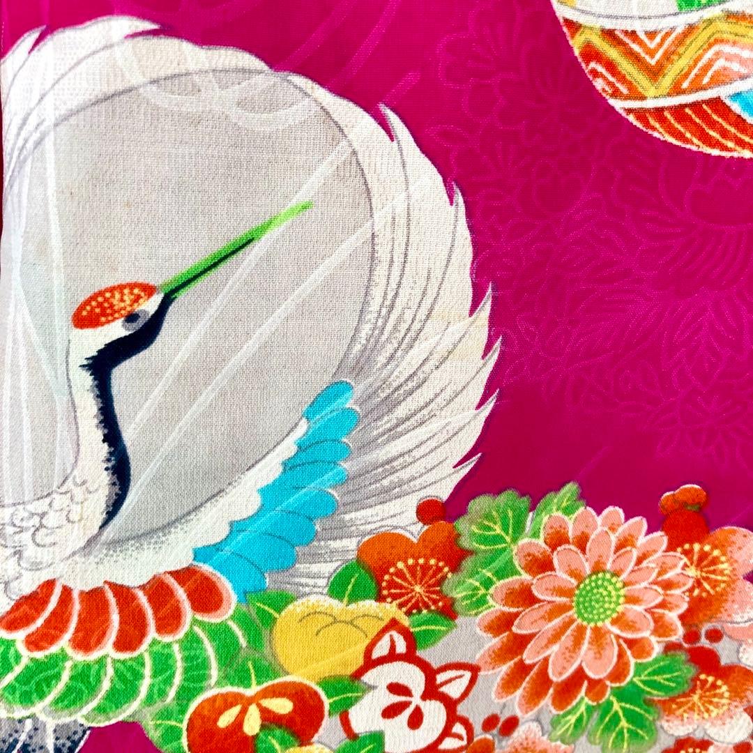 アンティーク女の子 鶴 子供着物 七五三 アンティーク着物 NO40