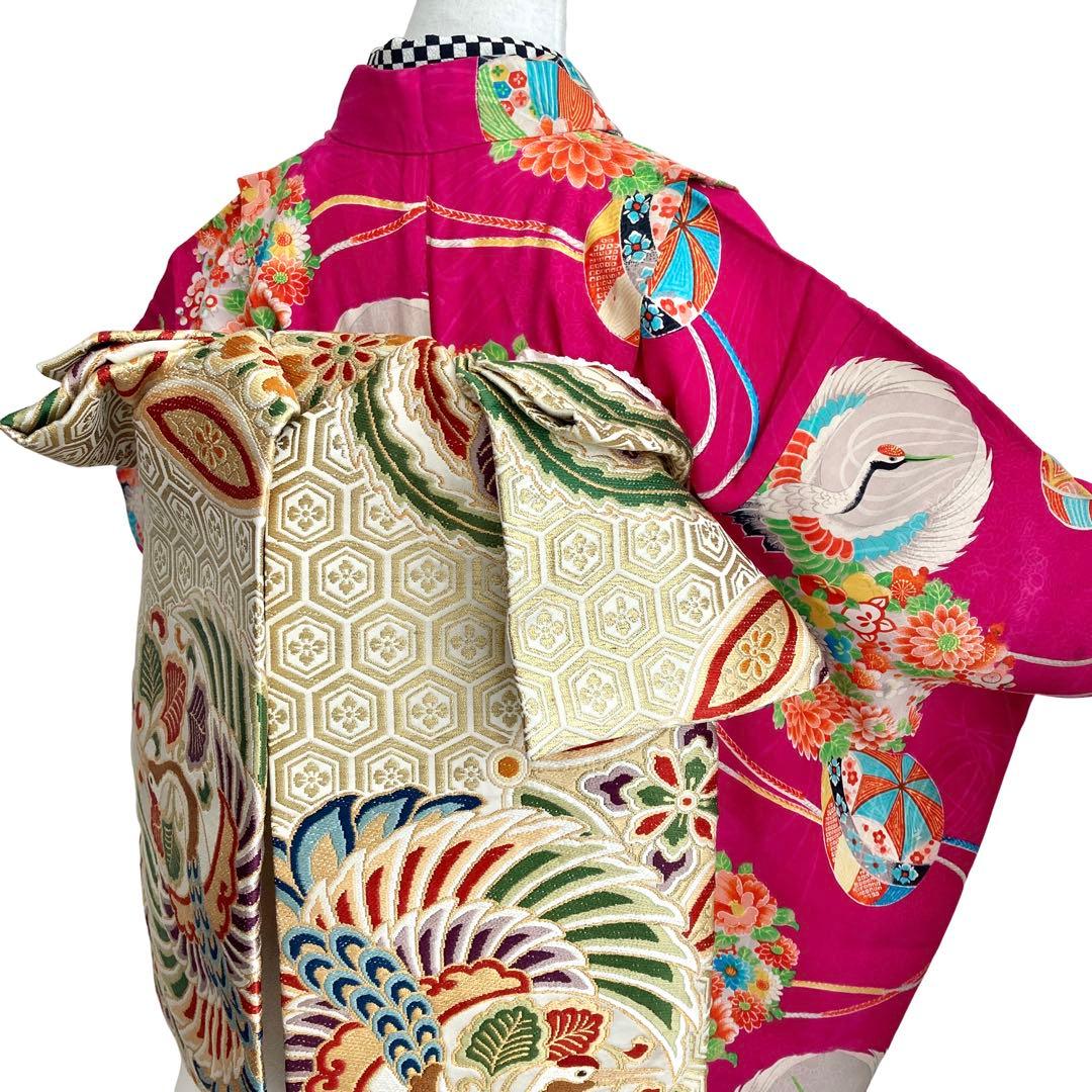 アンティーク女の子 鶴 子供着物 七五三 アンティーク着物 NO40