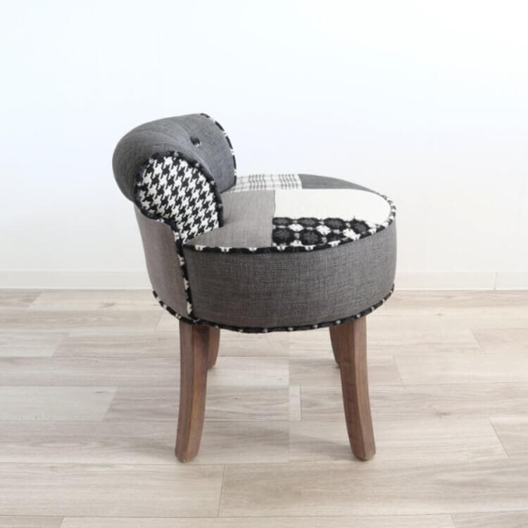 ★パッチワークデザインチェアー ダークグレー 椅子 イス スツール パッチワーク