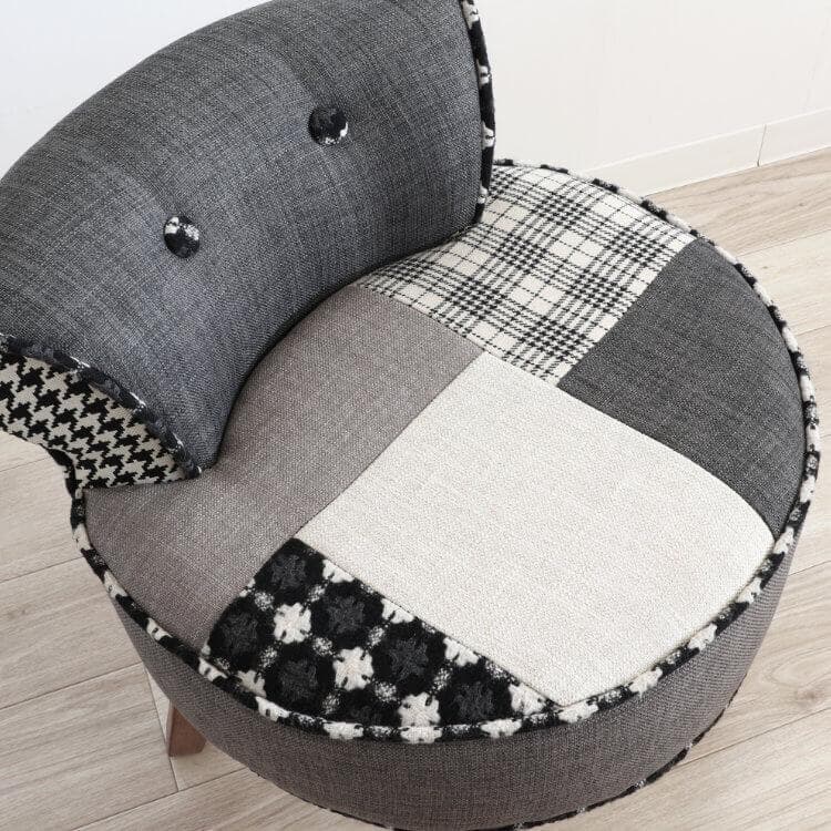 ★パッチワークデザインチェアー ダークグレー 椅子 イス スツール パッチワーク