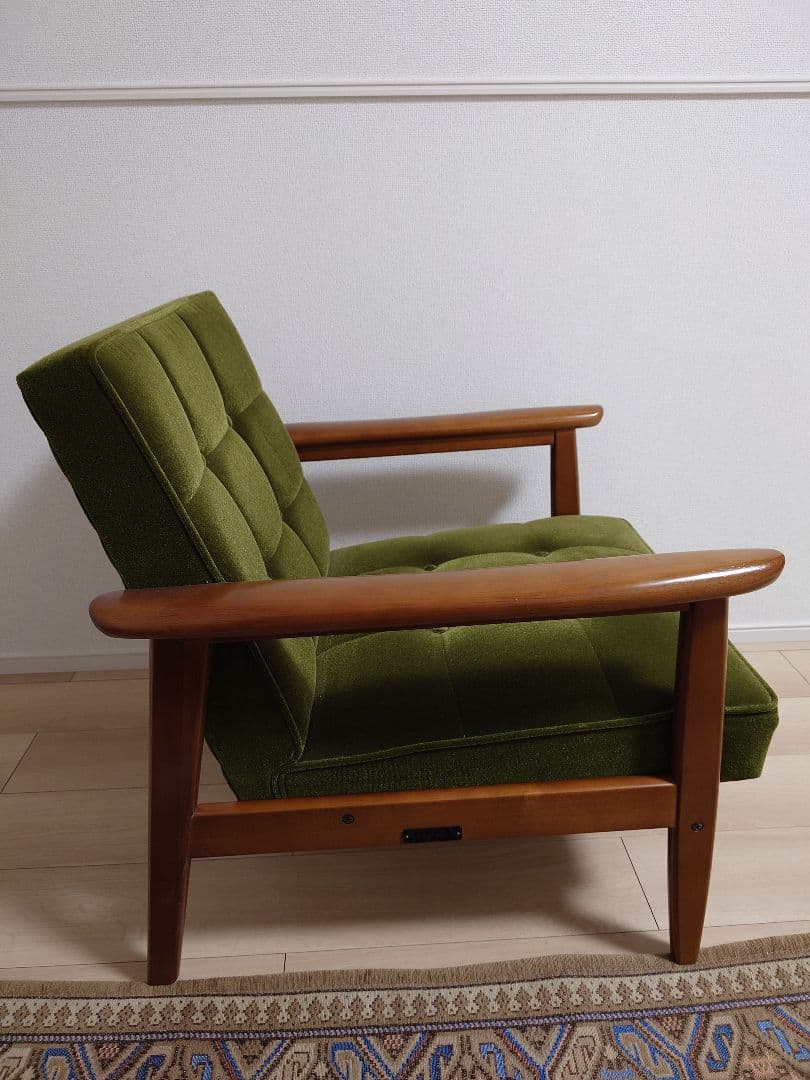 カリモク60 Kチェア1シーターモケットグリーン ①