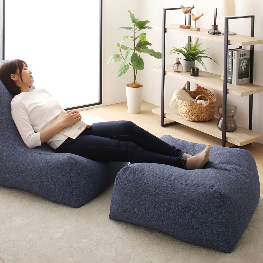 新品 オットマン 単品 ベージュ ビーズクッション ソファ 足置き 大きい