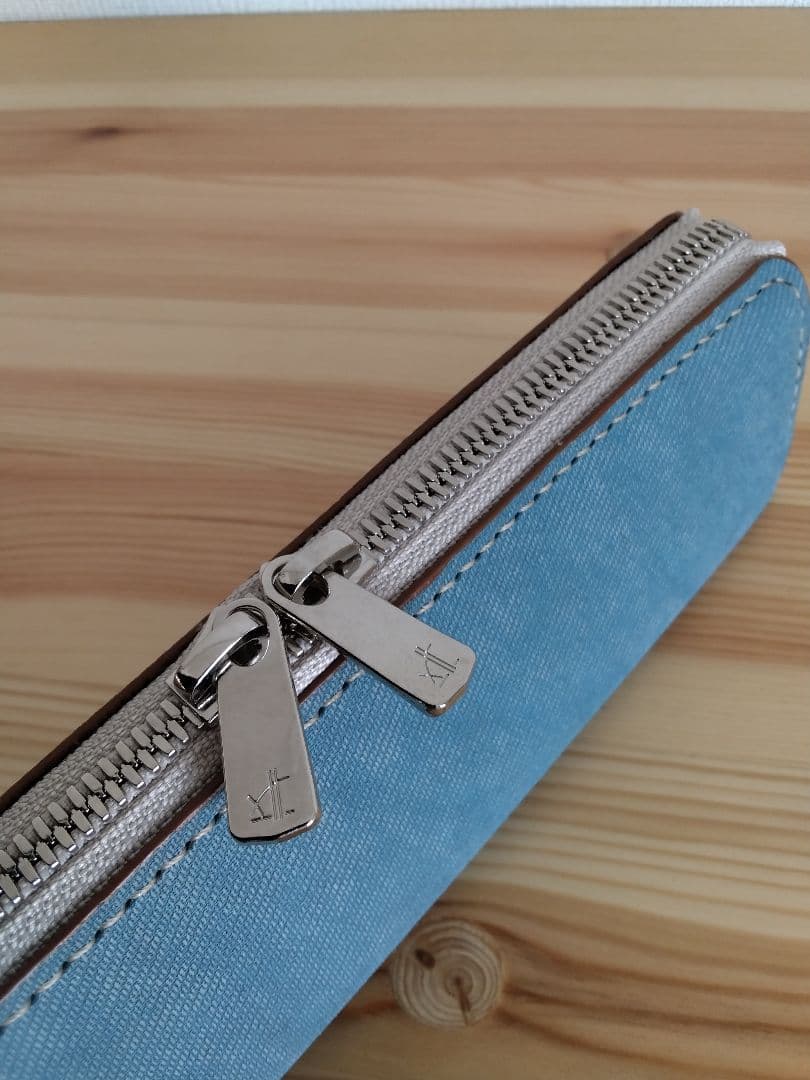 ペンケース　瀬戸内レザー(薄藍)　牛タンニン革　インディゴ染め　デニム柄