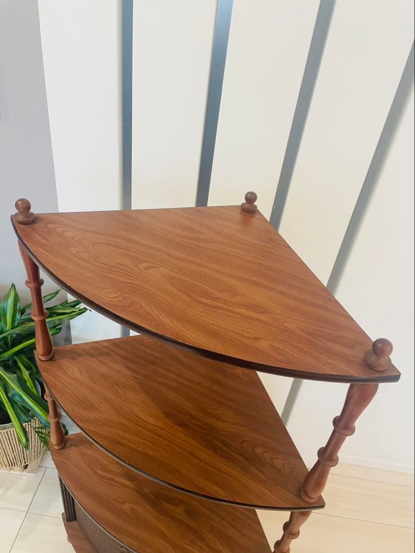 【アンティーク】木製 コーナーラック 飾り棚 収納棚 昭和レトロ 古家具 古道具