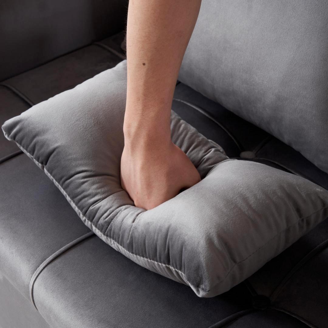 ソファー 2人掛け収納付きクッション4個付き 金属脚付きカウチソファ多機能ソファ