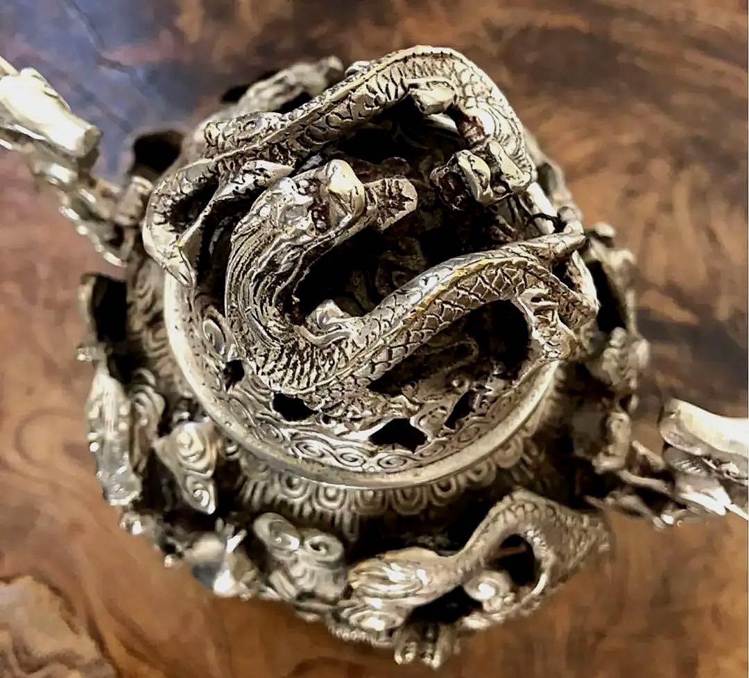 中国美術 乾隆年製 三脚 香呂 白銅 多龍紋刻 - メルカリ