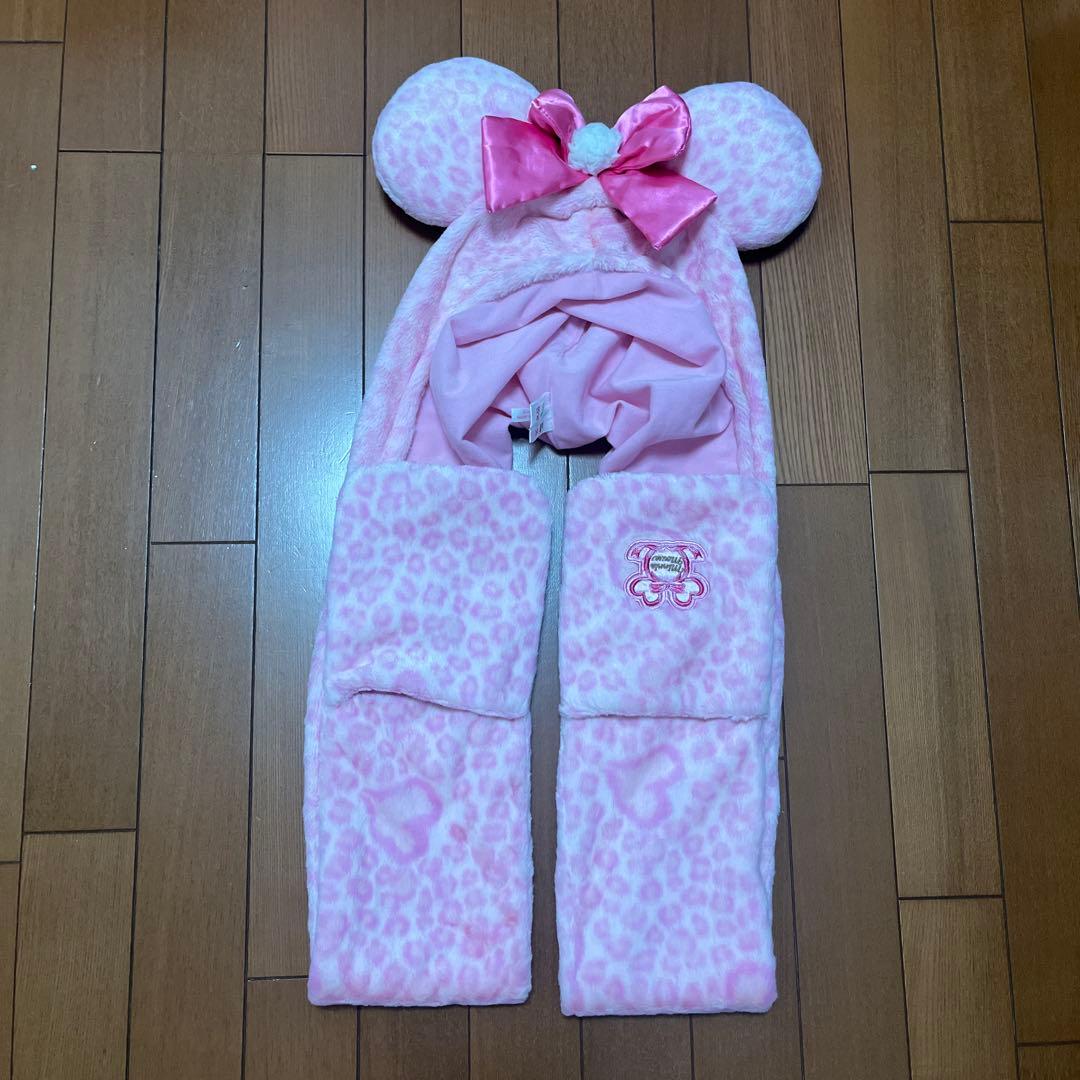 ディズニー ピンクヒョウ柄 マフラーファンキャップ - メルカリ