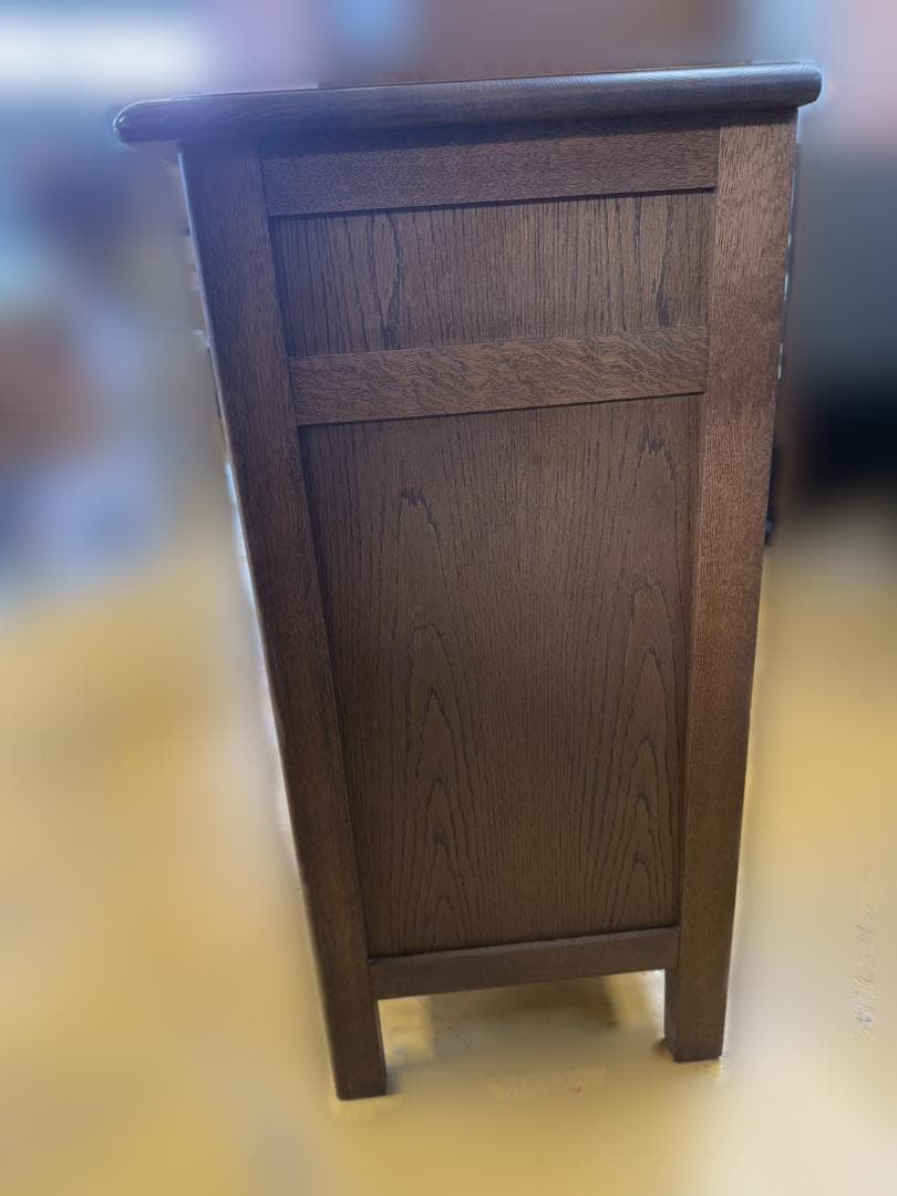 【美品】雅 花柄キャビネット 道産ナラ材