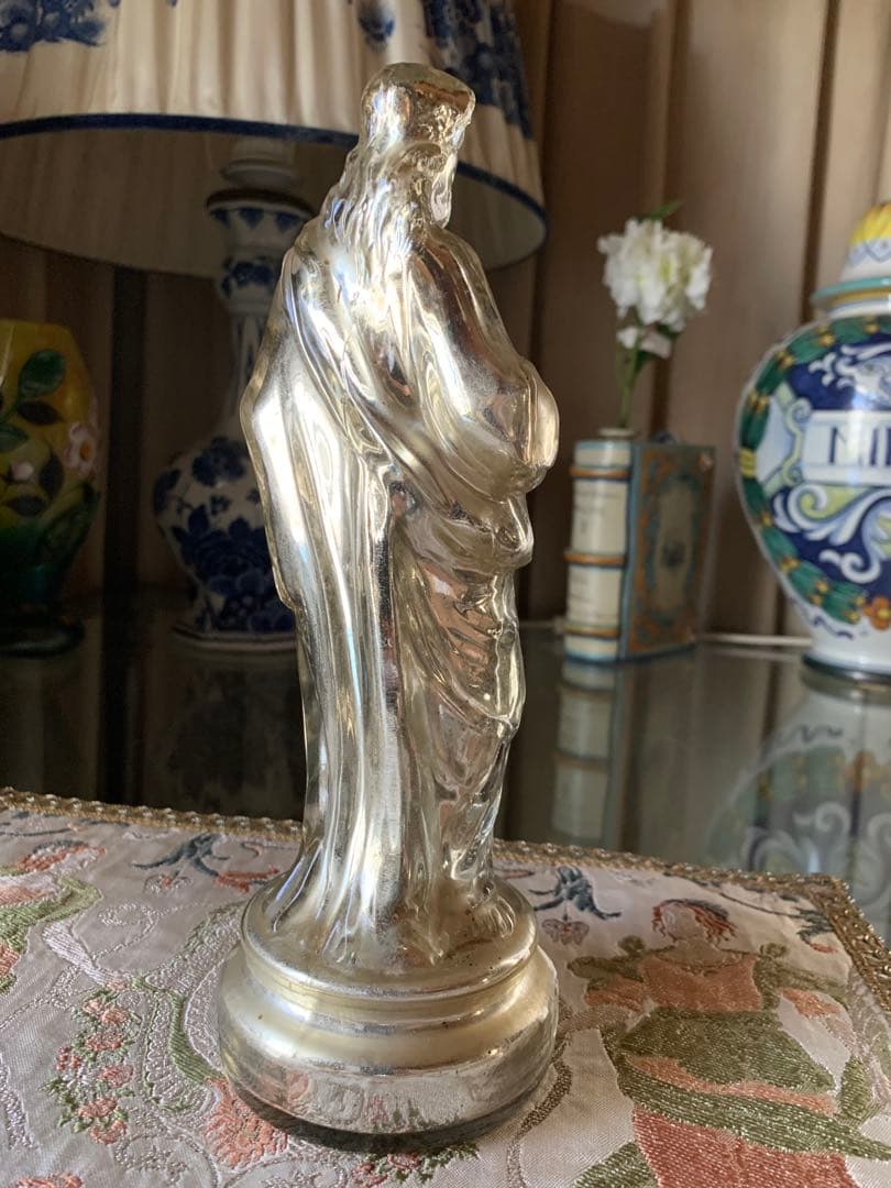 フランス製アンティーク　激レア・メーキュリーガラス聖心キリスト立像！