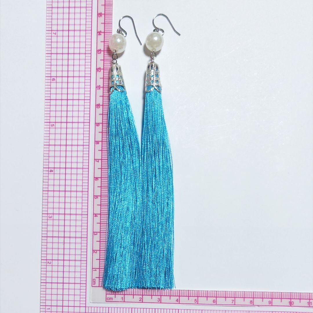 【1280】大きめパールビーズとタッセルのピアス