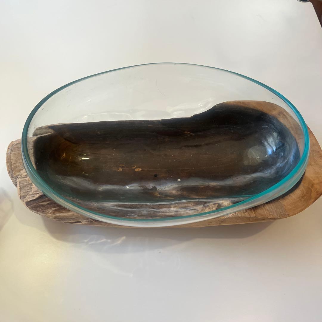 手作りダークブラウン木製皿