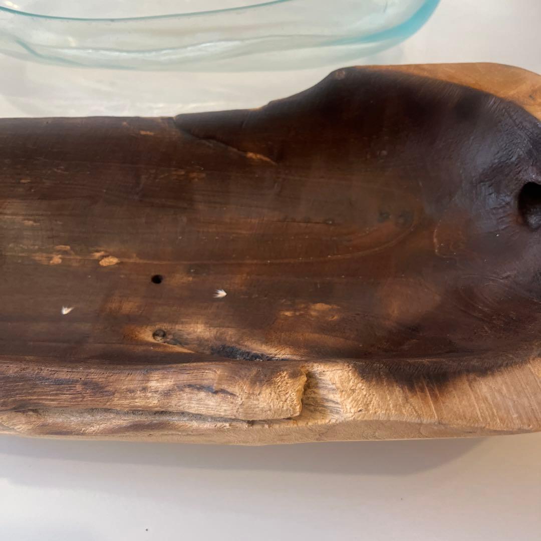 手作りダークブラウン木製皿