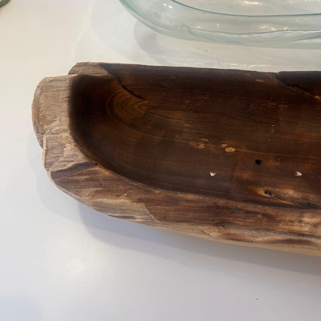 手作りダークブラウン木製皿