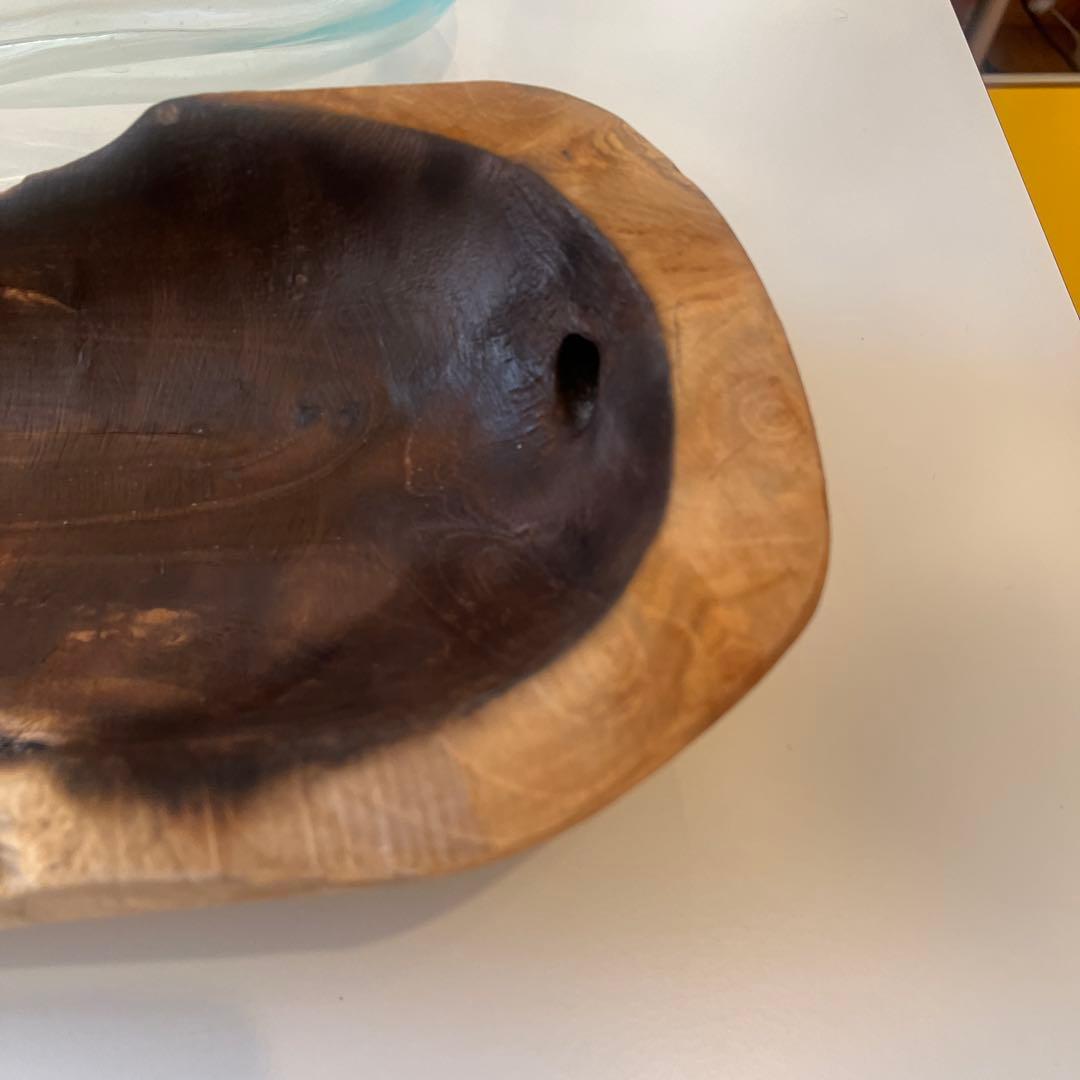 手作りダークブラウン木製皿