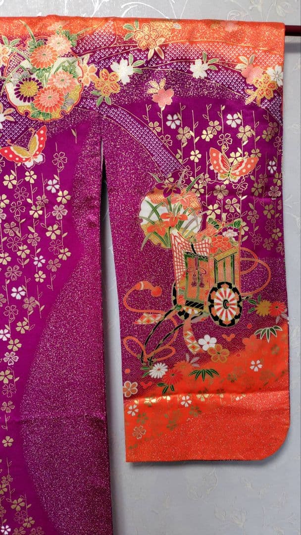 RK551子供着物7歳前後用着丈135センチ裄丈55センチ正絹めちゃくちゃ綺麗