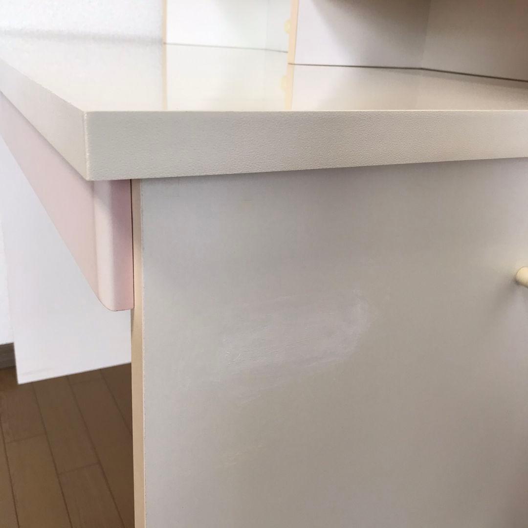 学習机 鏡面 ホワイト&薄ピンク 姫系 ①