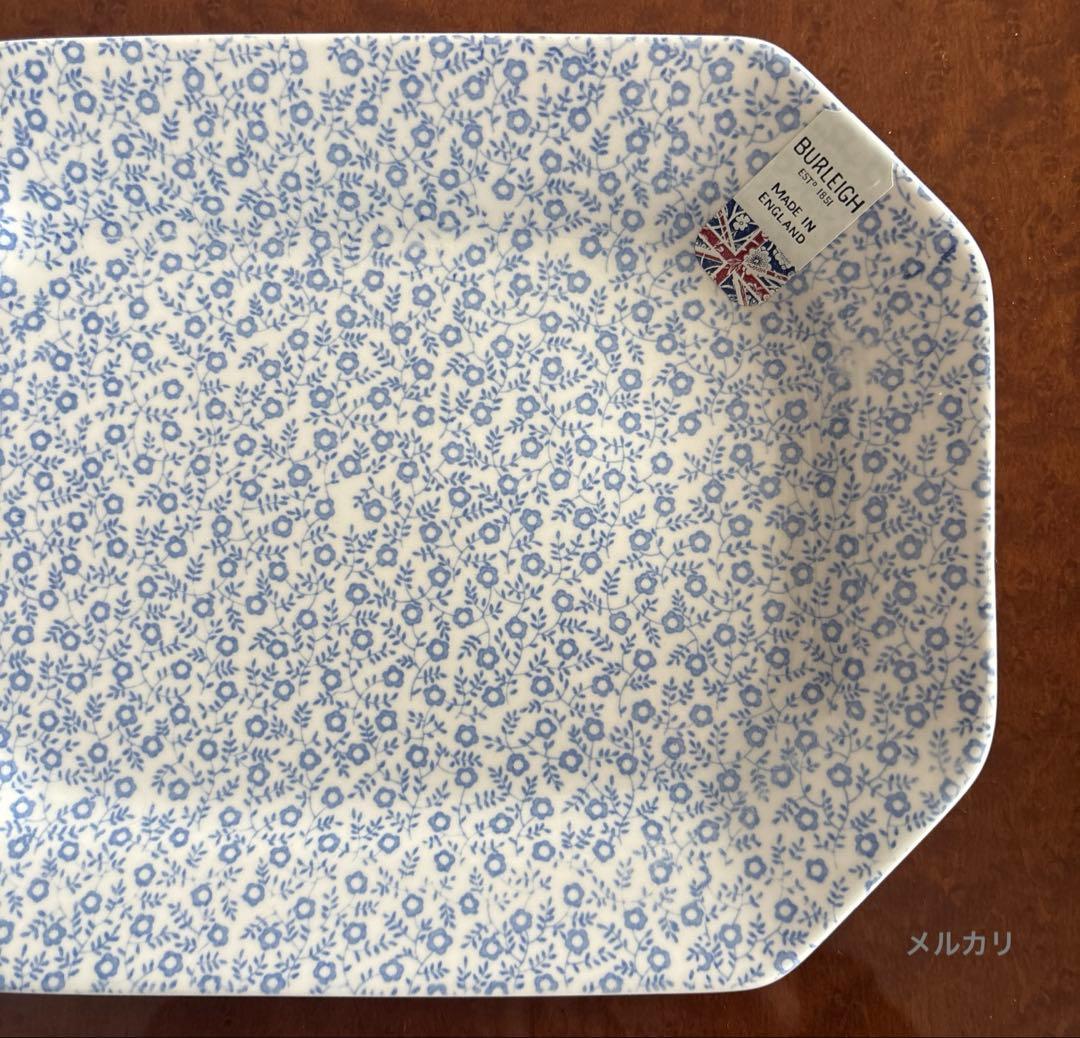 新品　BURLEIGH ブルーフェリシティ スクエアディッシュ　25cm