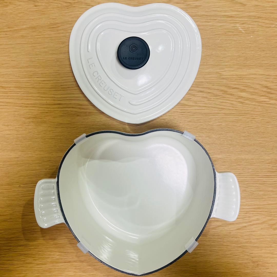 LE CREUSET ハート型鍋 （ホワイト） - メルカリ