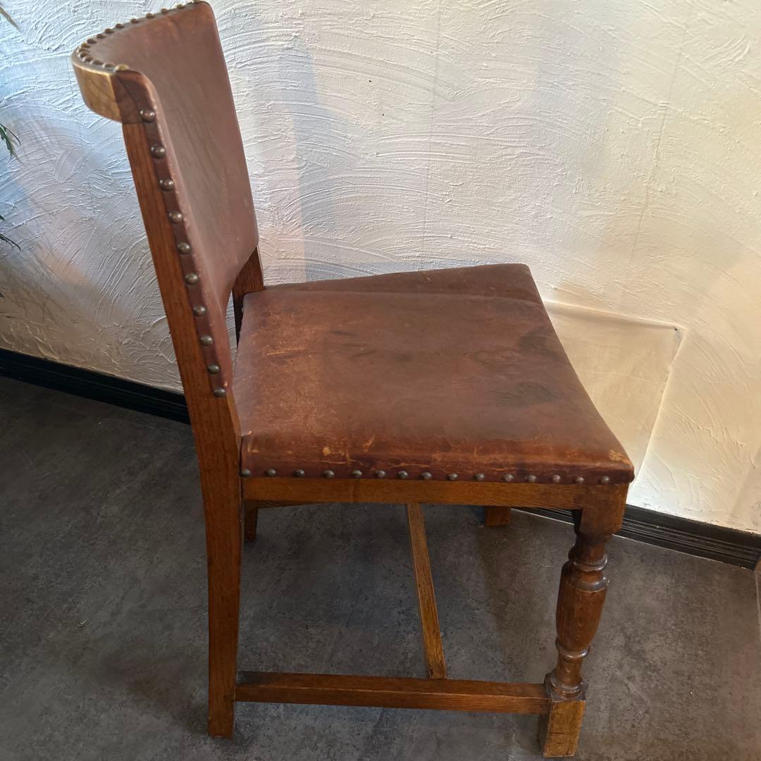 イギリス　アンティーク　チェスターフィールド　チェア　革張り　椅子