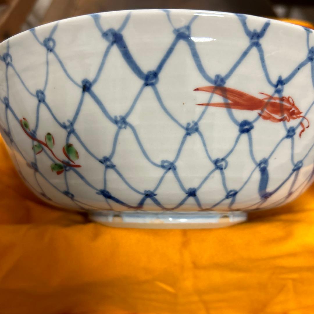 希少　九谷焼　正木春蔵（師 須田菁華）色絵染付魚紋網鉢　作家物　大鉢　うつわ花田