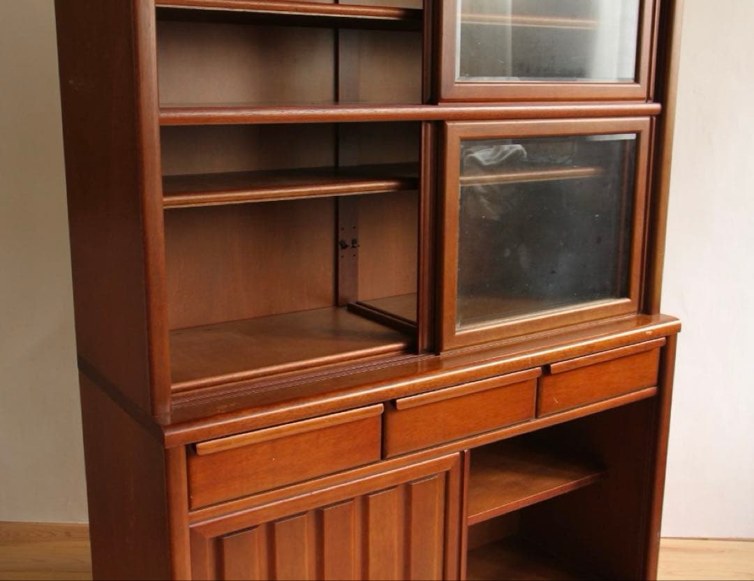 食器棚　ガラス棚　本棚　収納棚　木製　家具