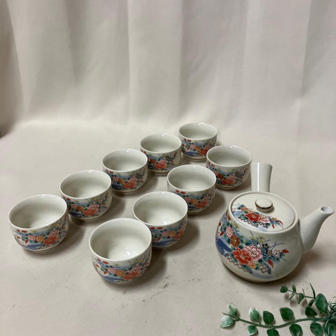 新品 九谷焼 茶器セット 急須 湯呑み9個 牡丹 菊 桔梗 - メルカリ
