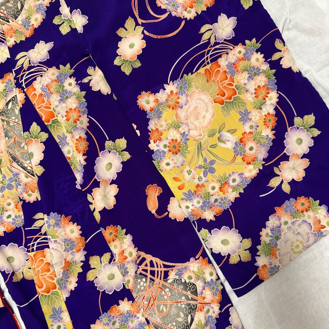アンティーク/紫/花柄 着物