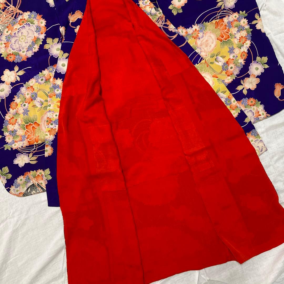 アンティーク/紫/花柄 着物