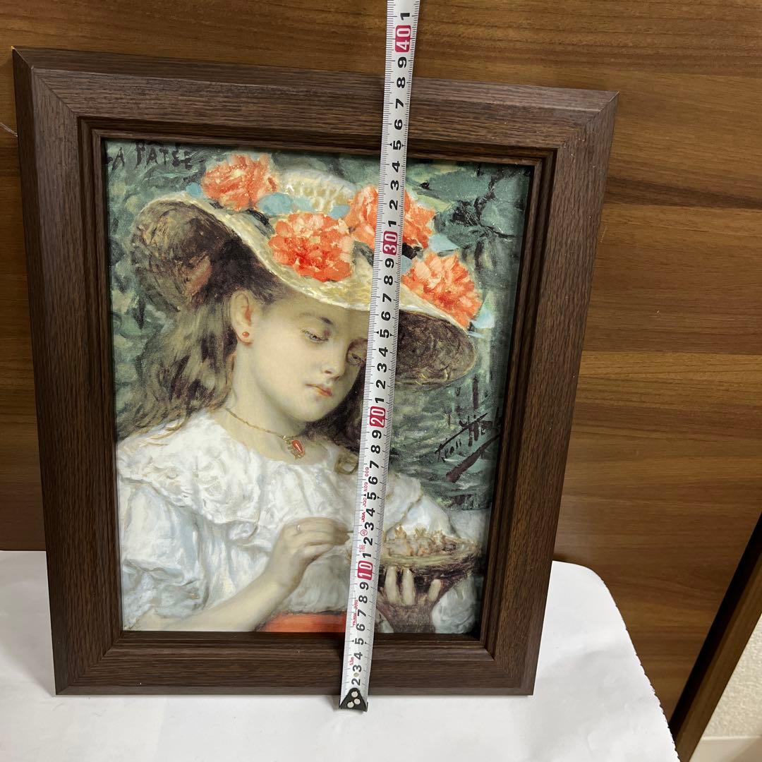 小鳥に餌をやる少女　絵画　LEON HERBO タカラホーローパネル仕上げ