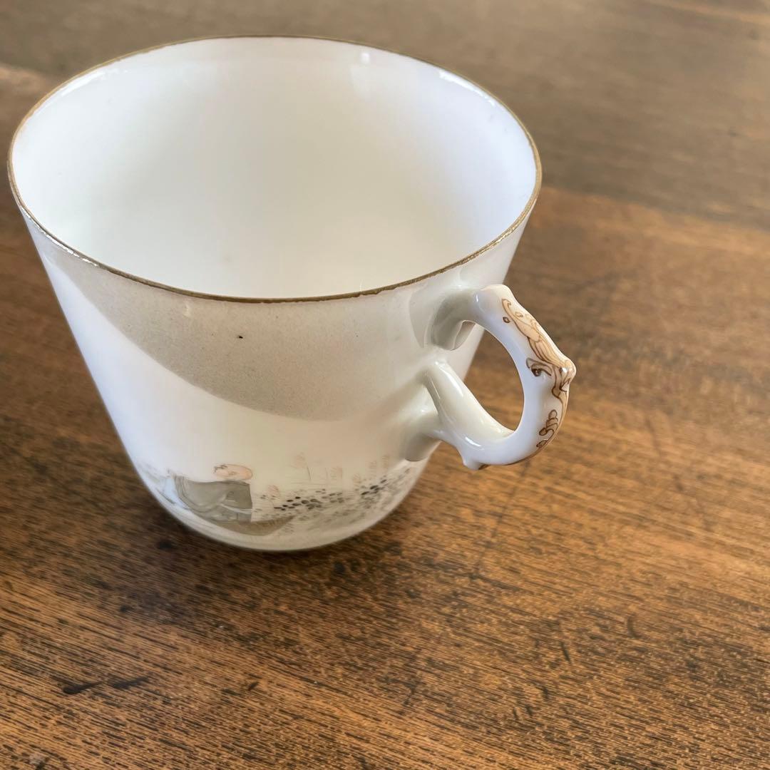 横浜焼 井村製 明治 輸出手 アンティーク カップ＆ソーサー 1客 富士 法師