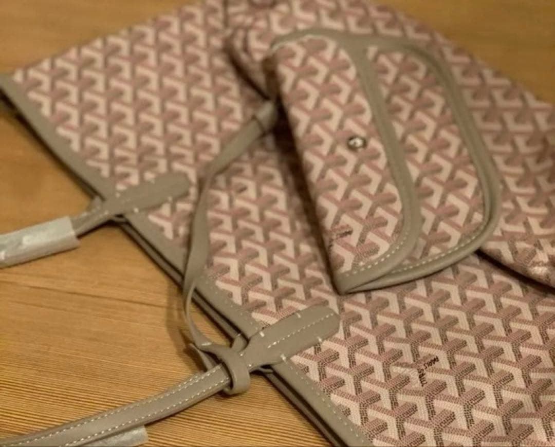 新品未使用 トートバッグ マザーズバッグ 大容量 ベージュ グレー 幾何学模様