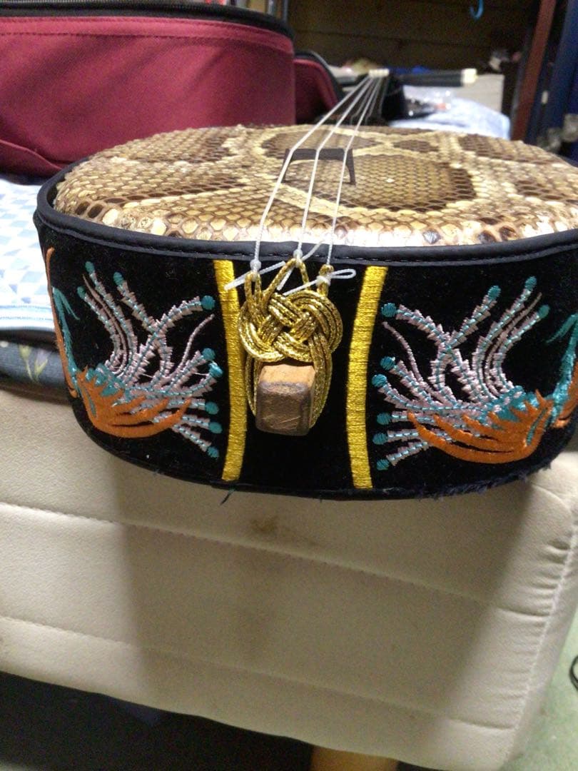 三線本体 蛇皮 強化張りケース付き