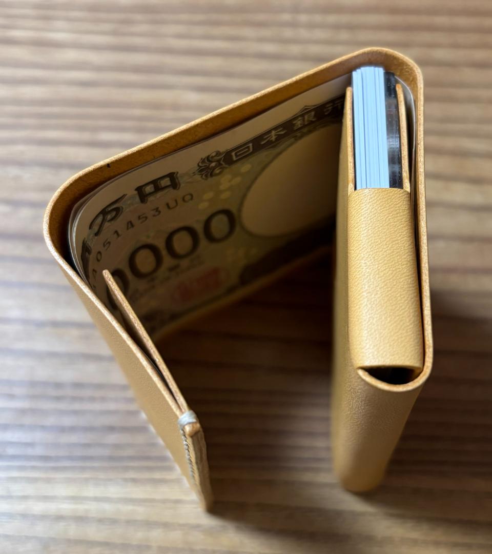 ハンドメイド財布　カードサイズにカード7枚、6枚、お札5枚収納可能