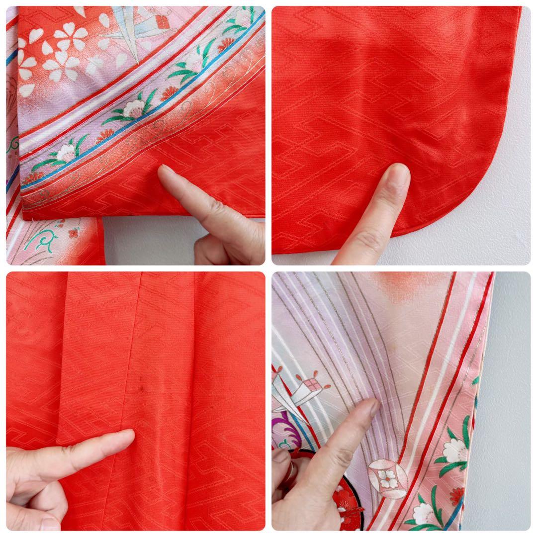 【お買い得セット】七五三　7歳女の子　赤　鼓　袋帯　51640