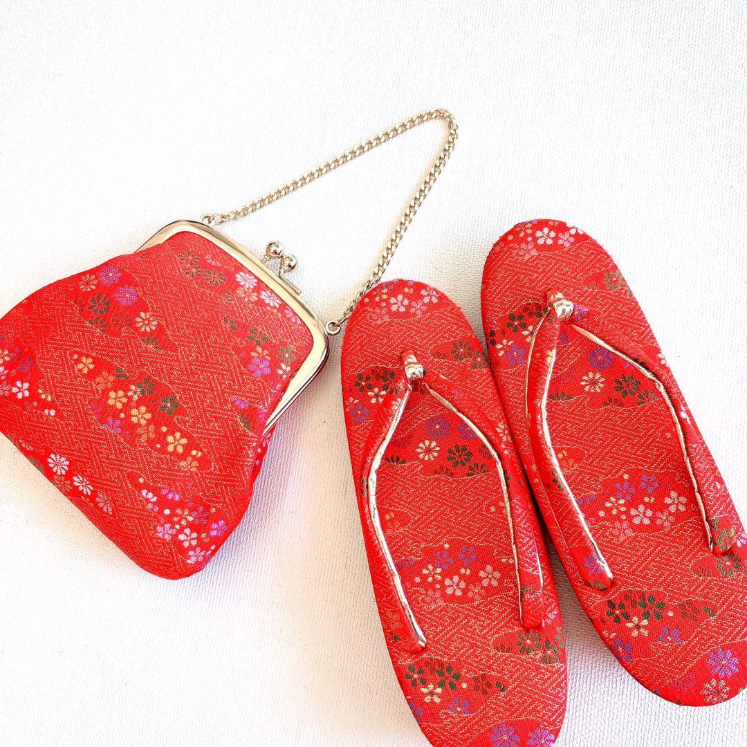 【お買い得セット】七五三　7歳女の子　赤　鼓　袋帯　51640