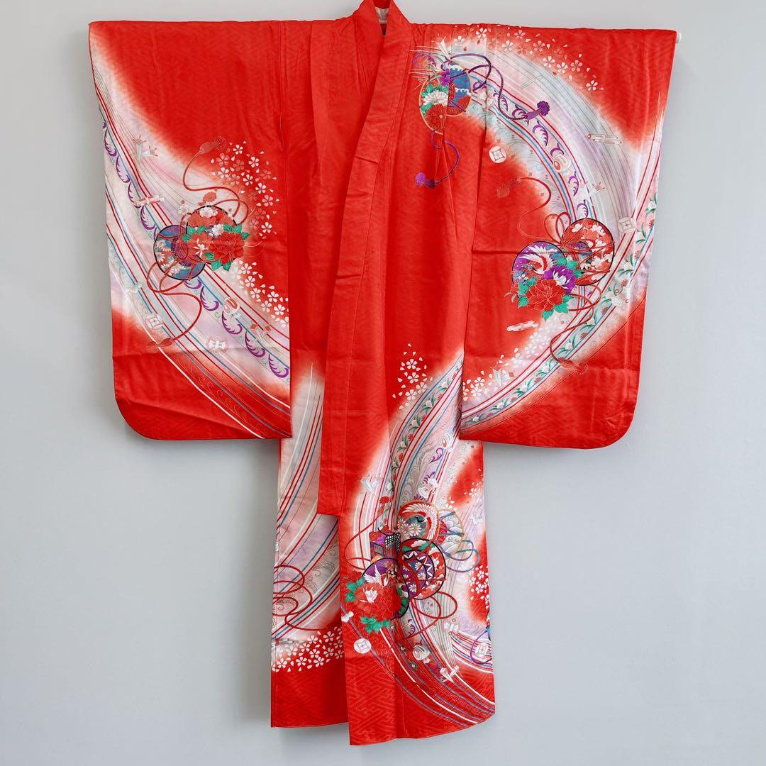 【お買い得セット】七五三　7歳女の子　赤　鼓　袋帯　51640