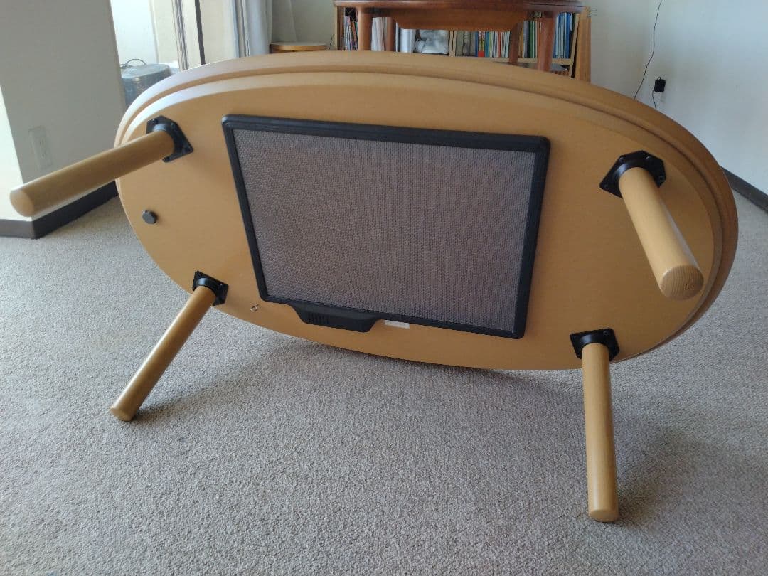 【訳あり21年製】MUJI無印 オーク材楕円こたつ小/ローテーブル机座卓センター