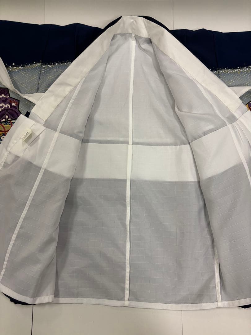 七五三　5歳男の子　着物・袴セット　明るい紺色　ブルーグレー　鷹　鼓