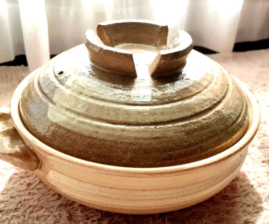 真味喜陶苑 信楽焼 土鍋（手作り） 灰刷毛 9号