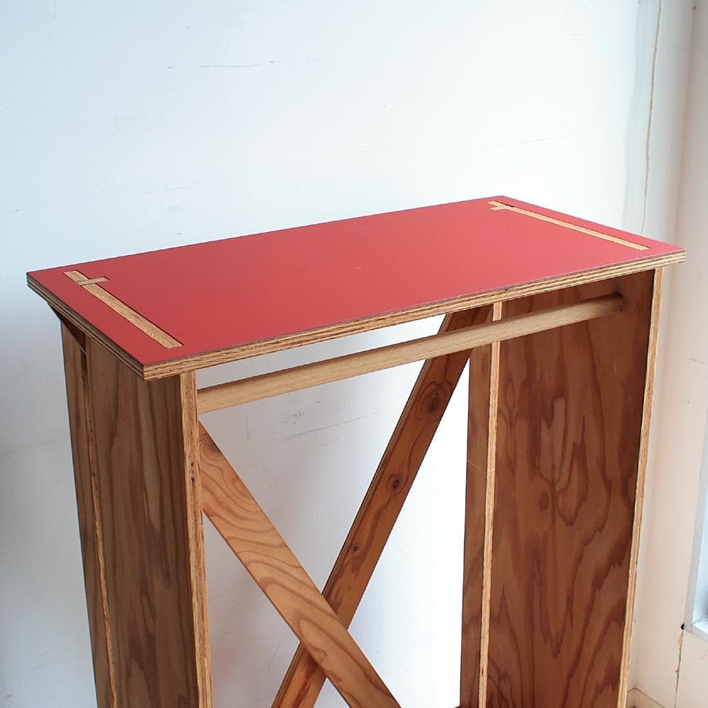 唐松材 ハンガーラック/シェルフ リノリウム天板 ワードローブ ZR24119