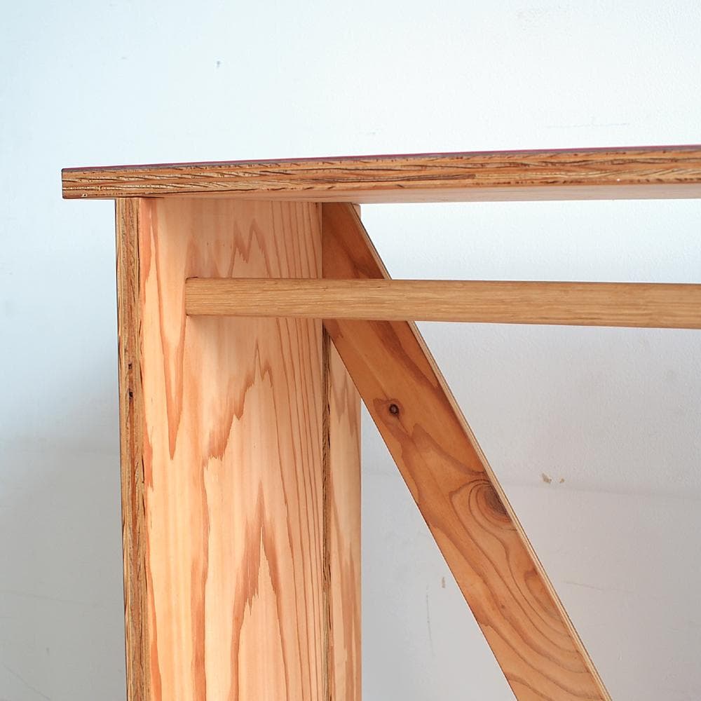 唐松材 ハンガーラック/シェルフ リノリウム天板 ワードローブ ZR24119