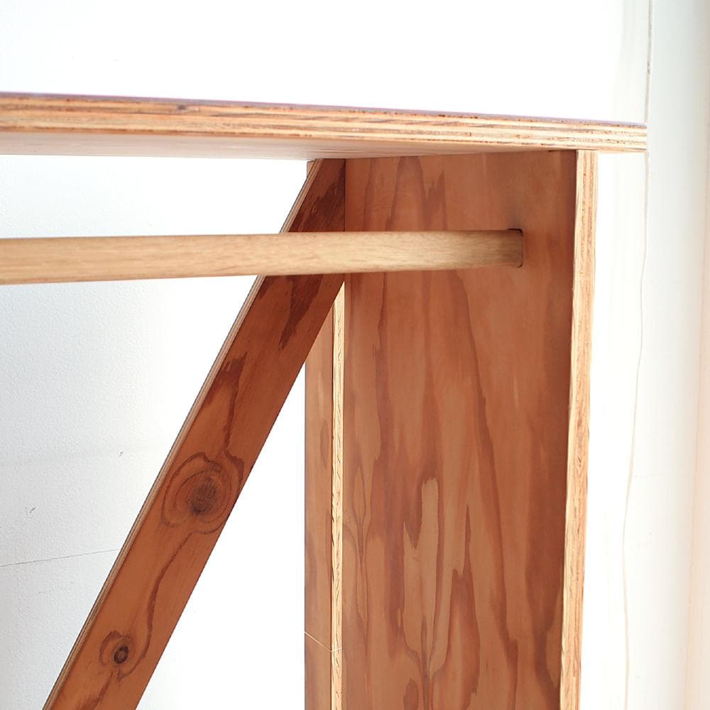 唐松材 ハンガーラック/シェルフ リノリウム天板 ワードローブ ZR24119