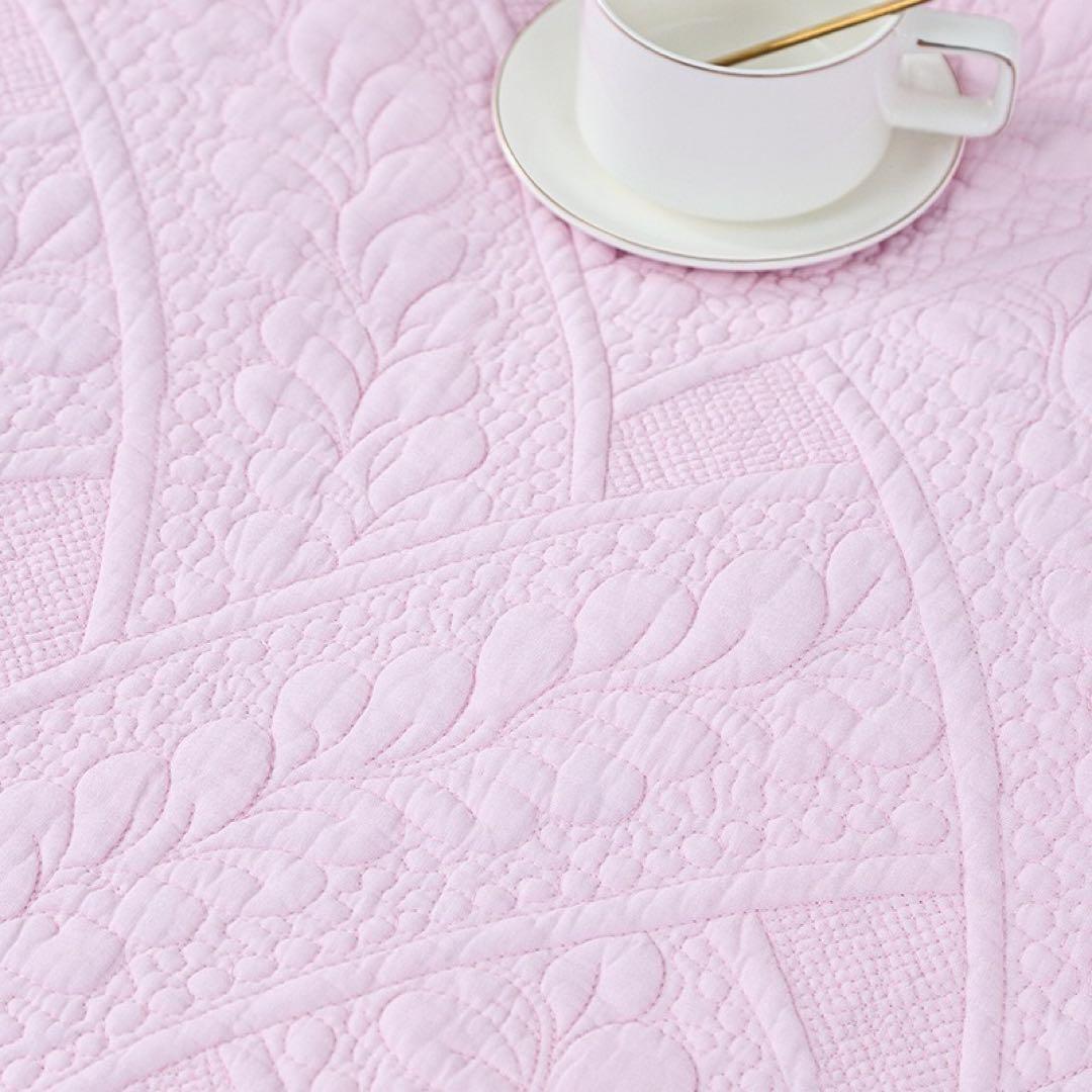 キルトベッドカバー3点セット綿マルチカバー キルティング 164ピンク