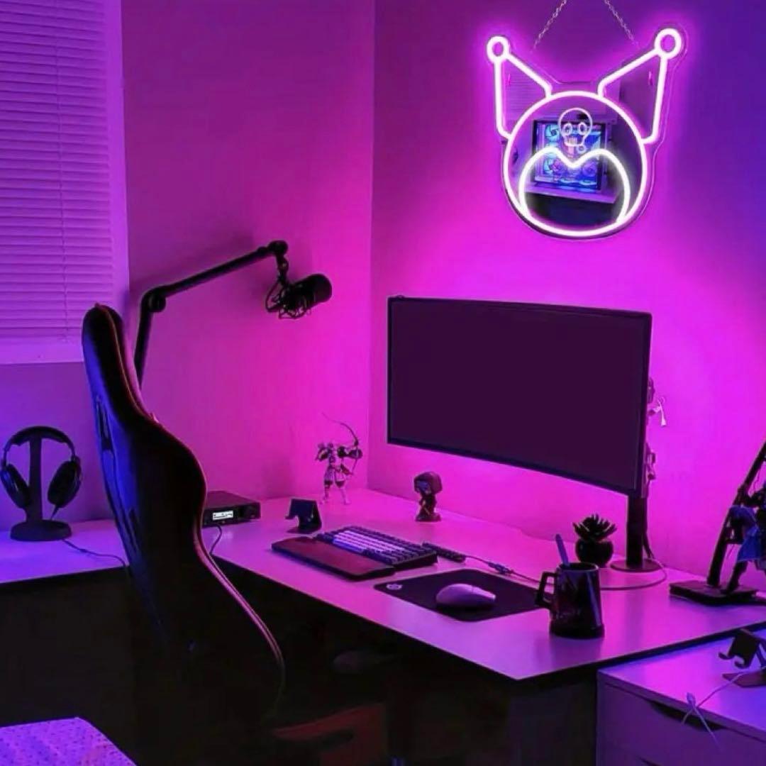 【送料無料！】クロミ　ネオンライト　ミラー　LED 壁掛け鏡　USB給電　新品