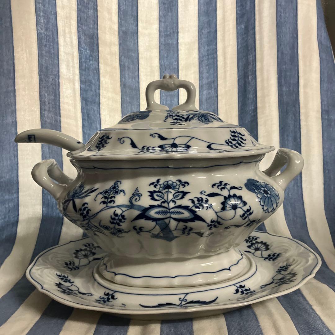 80s希少ブルーダニューブスープポット★新品同様★大型スープチューリン&レードル