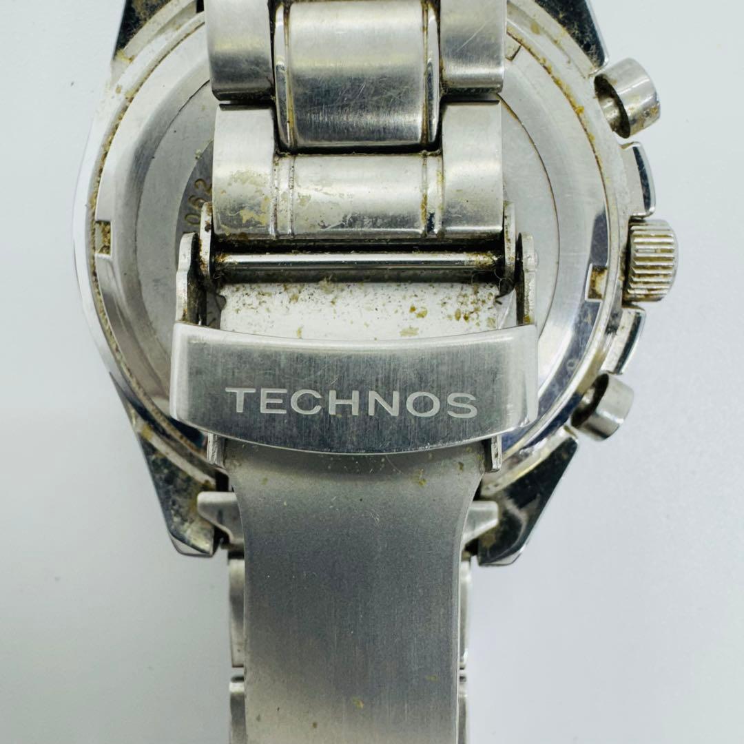 ✨TECHNOS✨テクノス✨クロノグラフ✨クォーツ✨ブラック文字盤✨腕時計✨