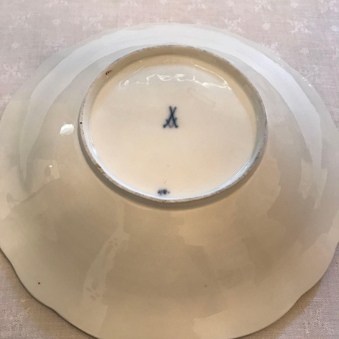 【古マイセン】グランツゴールド／飾り皿「コバルト／朝顔」