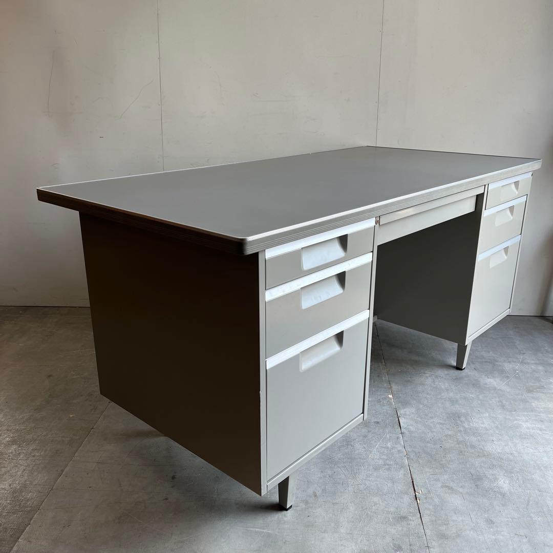 KOKUYO インダストリアル スチール デスク レトロ 両袖机 オフィス 鍵付