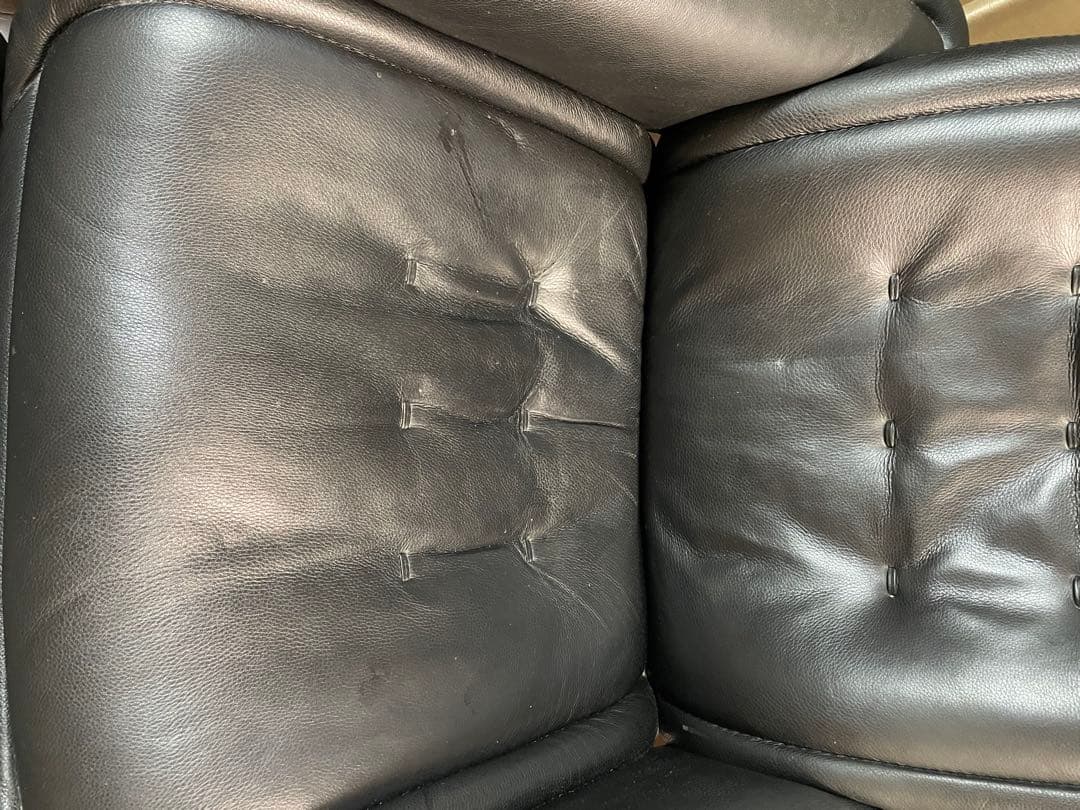 希少　エコーネス　ロイヤル　レザー　ダイニングチェア 黒　サイズL